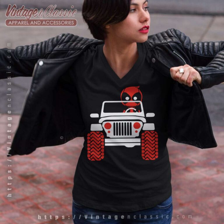 Jeep Deadpool V Neck TShirt Jeep Deadpool V Neck TShirt