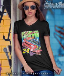 Jeff Gordon 24 Dupont Racing Nascar Vintage V Neck TShirt