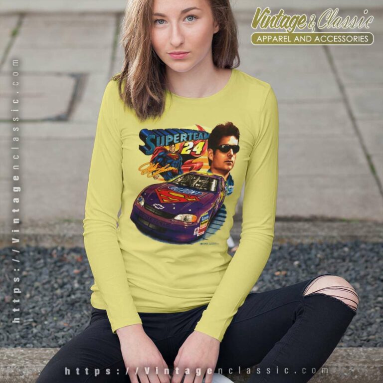 Jeff Gordon Nascar Superman Dc Comics Long Sleeve Tee Jeff Gordon Nascar Superman Dc Comics Long Sleeve Tee
