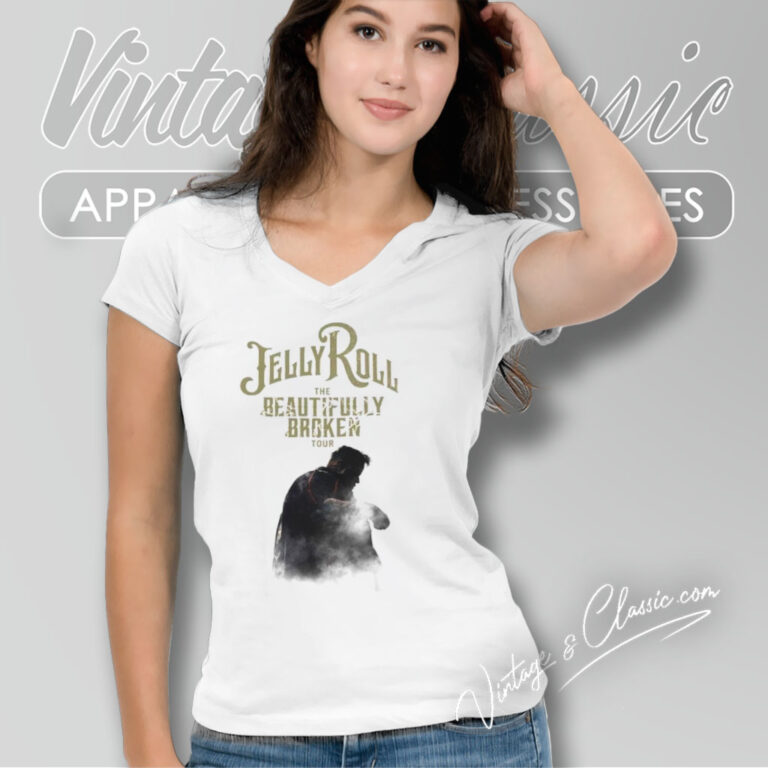 Jelly Roll The Beautifully Broken Tour 2024 V Neck TShirt 1 Jelly Roll The Beautifully Broken Tour 2024 V Neck TShirt 1