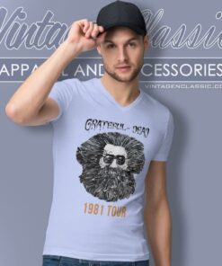 Jerry Garcia 1981 Tour V Neck TShirt
