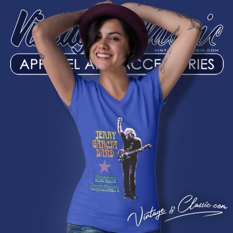 Jerry Garcia Shoreline Amphitheater V Neck TShirt Jerry Garcia Shoreline Amphitheater V Neck TShirt