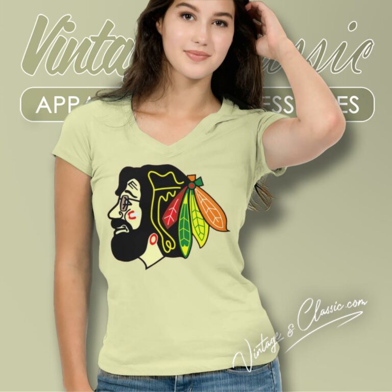 Jerry Garcia Blackhawks V Neck TShirt Jerry Garcia Blackhawks V Neck TShirt