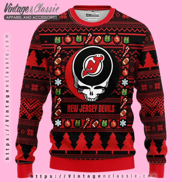 Jersey Devils Grateful Dead Ugly Sweater Ugly Christmas Sweater Jersey Devils Grateful Dead Ugly Sweater Ugly Christmas Sweater