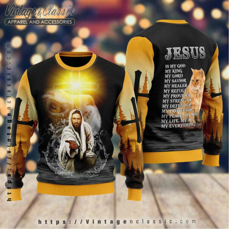 Jesus And Cat My Everything Ugly Sweater back Ugly Christmas Sweater Jesus And Cat My Everything Ugly Sweater back Ugly Christmas Sweater