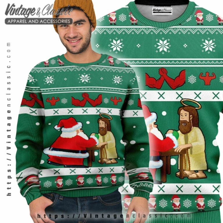 Jesus And Santa Funny Ugly Sweater Ugly Sweater Jesus And Santa Funny Ugly Sweater Ugly Sweater