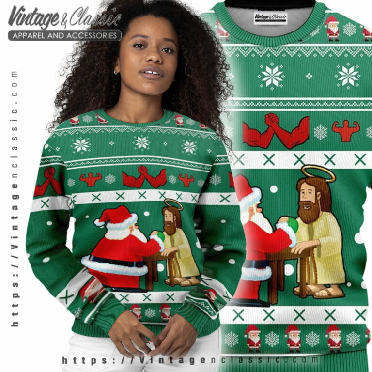 Jesus And Santa Funny Ugly Sweater Women Ugly Sweater Jesus And Santa Funny Ugly Sweater Women Ugly Sweater