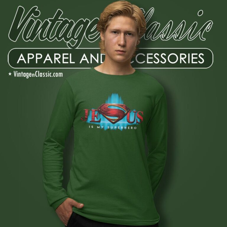 Jesus Is My Superhero Superman Long Sleeve Tee Jesus Is My Superhero Superman Long Sleeve Tee
