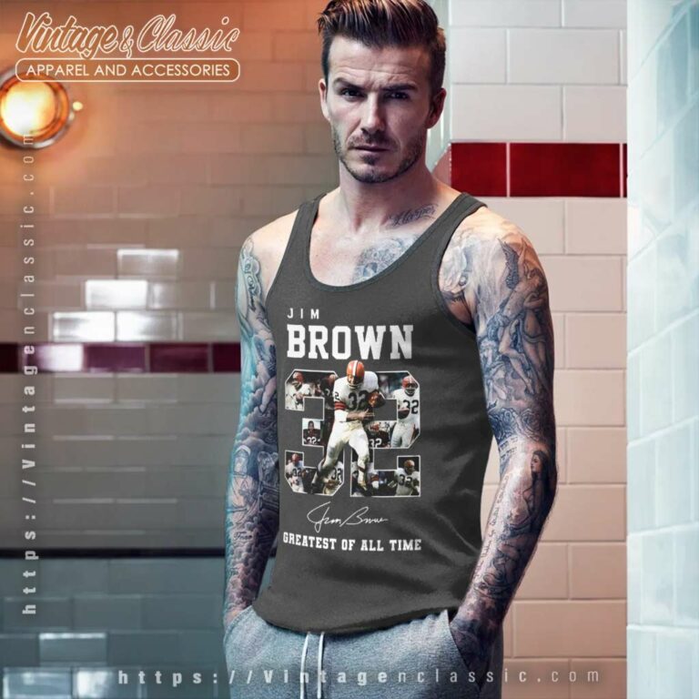 Jim Brown Cleveland Browns Greatest Of All Time Signature Tank Top Racerback Jim Brown Cleveland Browns Greatest Of All Time Signature Tank Top Racerback