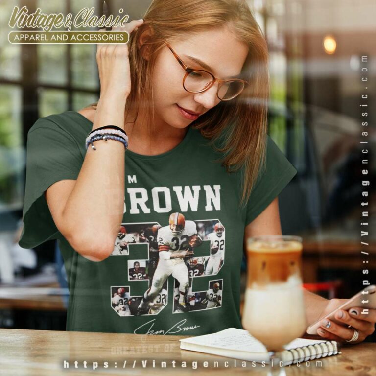 Jim Brown Cleveland Browns Greatest Of All Time Signature Women TShirt Jim Brown Cleveland Browns Greatest Of All Time Signature Women TShirt