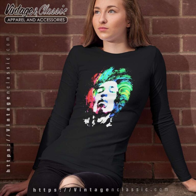 Jimi Hendrix Galaxy Stars Face Long Sleeve Tee Jimi Hendrix Galaxy Stars Face Long Sleeve Tee