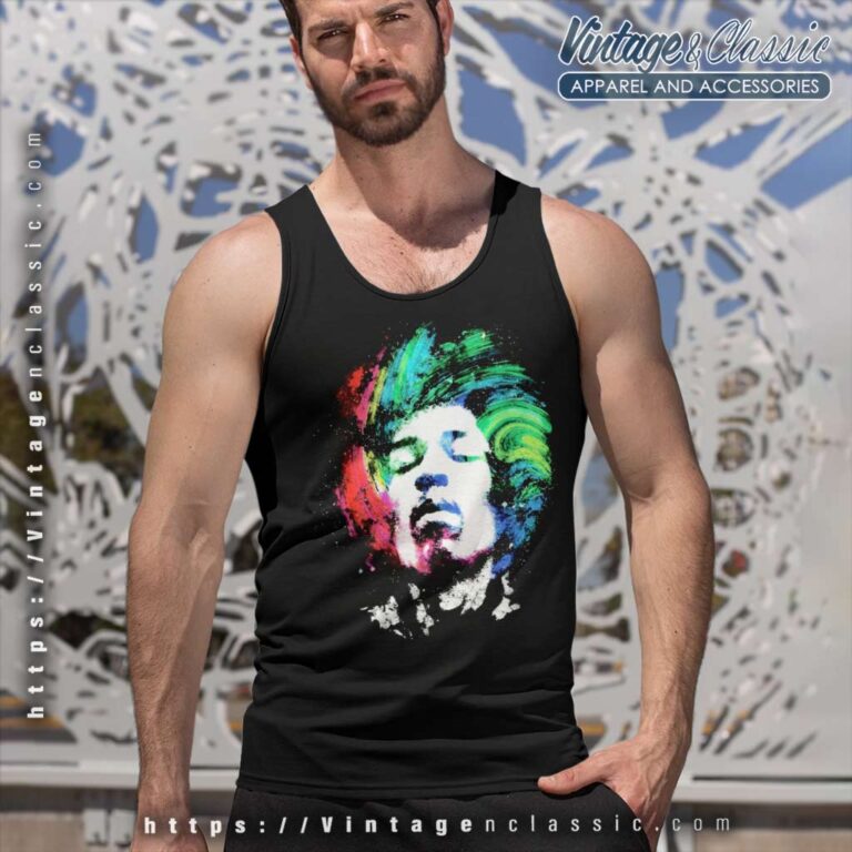 Jimi Hendrix Galaxy Stars Face Tank Top Racerback Jimi Hendrix Galaxy Stars Face Tank Top Racerback