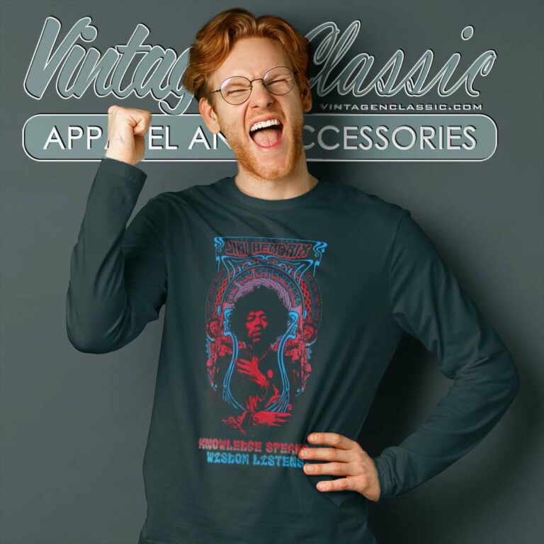 Jimi Hendrix Knowledge Speaks Wisdom Listens Long Sleeve Tee Jimi Hendrix Knowledge Speaks Wisdom Listens Long Sleeve Tee
