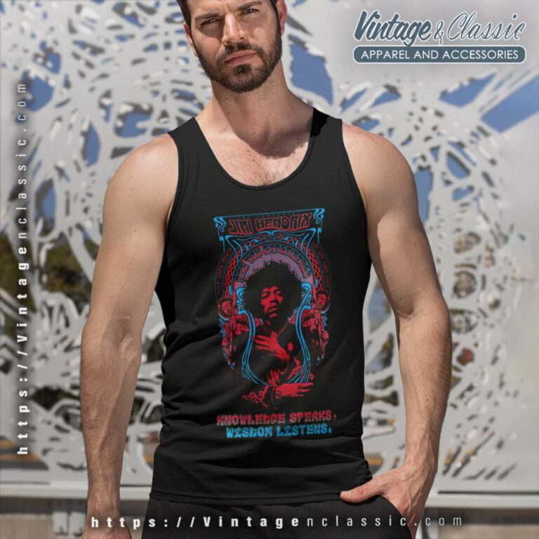 Jimi Hendrix Knowledge Speaks Wisdom Listens Tank Top Racerback Jimi Hendrix Knowledge Speaks Wisdom Listens Tank Top Racerback