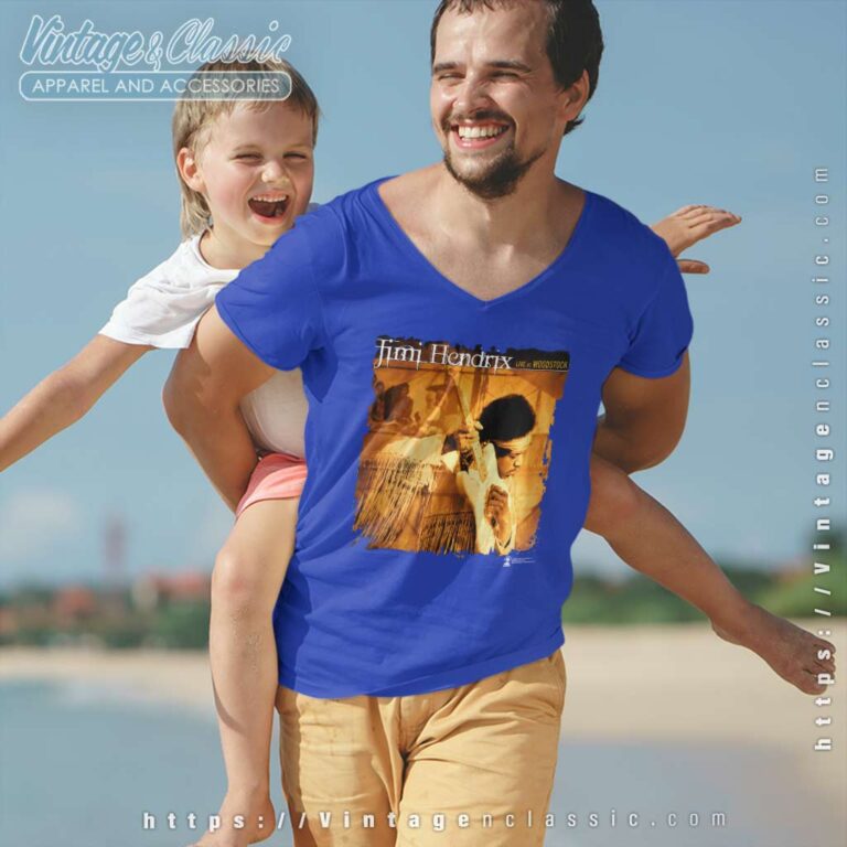 Jimi Hendrix Live At Woodstock V Neck TShirt Jimi Hendrix Live At Woodstock V Neck TShirt