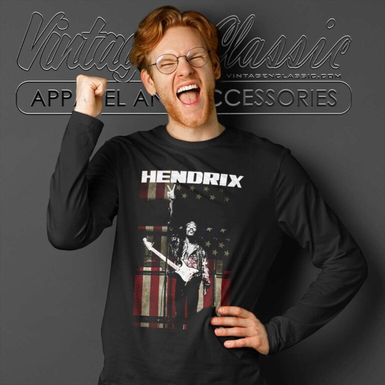 Jimi Hendrix Peace Flag Long Sleeve Tee Jimi Hendrix Peace Flag Long Sleeve Tee