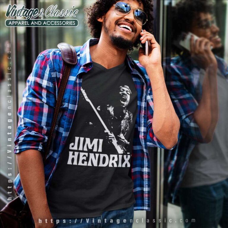 Jimi Hendrix Playing Guitar V Neck TShirt Jimi Hendrix Playing Guitar V Neck TShirt