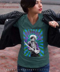 Jimi Hendrix Shirt Black Spiral V Neck TShirt