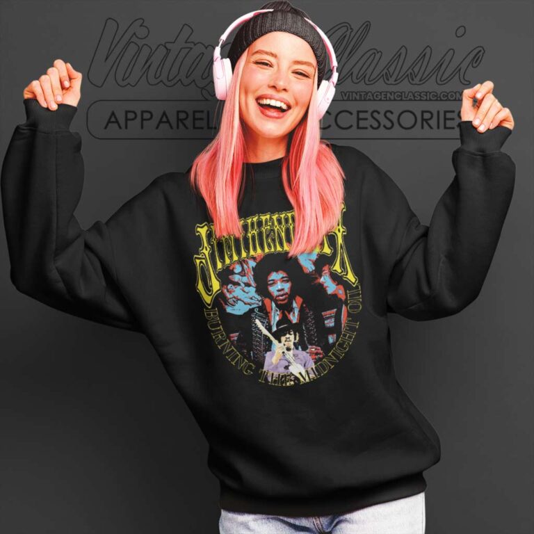 Jimi Hendrix Shirt Burning The Midnight Oil Collage Sweatshirt Jimi Hendrix Shirt Burning The Midnight Oil Collage Sweatshirt