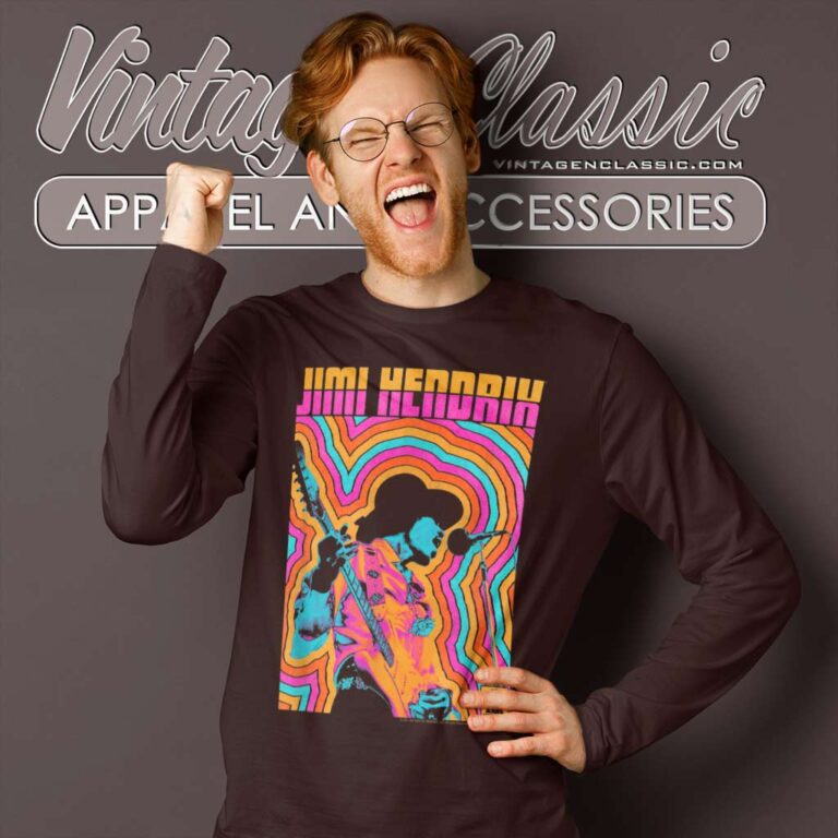 Jimi Hendrix Shirt Colorful Retro Vibe Lines Long Sleeve Tee Jimi Hendrix Shirt Colorful Retro Vibe Lines Long Sleeve Tee