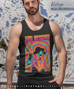 Jimi Hendrix Shirt Colorful Retro Vibe Lines Tank Top Racerback