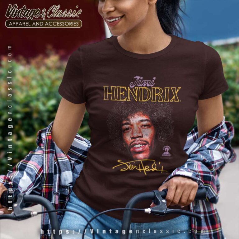 Jimi Hendrix Shirt Portrait With Signature Women TShirt 1 Jimi Hendrix Shirt Portrait With Signature Women TShirt 1
