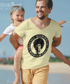 Jimi Hendrix Shirt White Circle V Neck TShirt