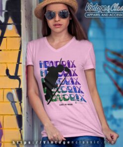 Jimi Hendrix Shirt White Live In Maui V Neck TShirt