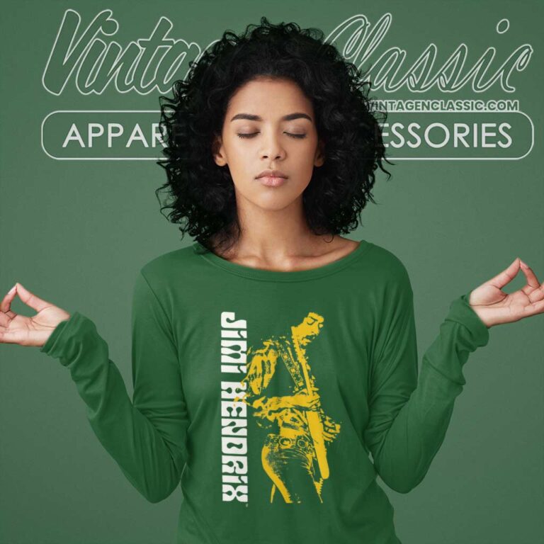 Jimi Hendrix Silhouette Guitar Shirt Long Sleeve Tee Jimi Hendrix Silhouette Guitar Shirt Long Sleeve Tee