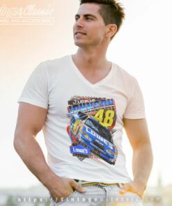 Jimmie Johnson 48 Lowes Nascar Racing V Neck TShirt