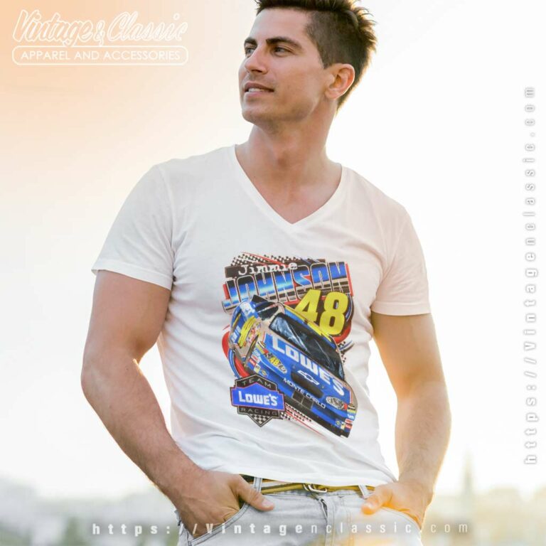 Jimmie Johnson 48 Lowes Nascar Racing V Neck TShirt Jimmie Johnson 48 Lowes Nascar Racing V Neck TShirt