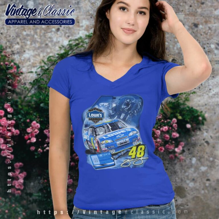 Jimmie Johnson Lowes Team Racing Nascar V Neck TShirt Jimmie Johnson Lowes Team Racing Nascar V Neck TShirt