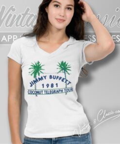 Jimmy Buffett 1981 Coconut Telegraph Tour V Neck TShirt