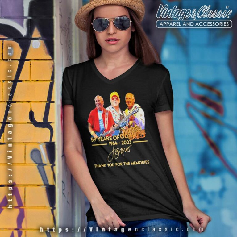 Jimmy Buffett 59 Years 1964 2023 Thanks For The Memories Signature V Neck TShirt Jimmy Buffett 59 Years 1964 2023 Thanks For The Memories Signature V Neck TShirt
