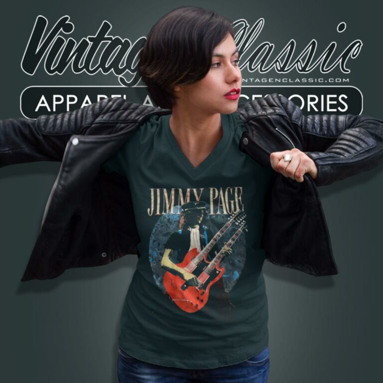Jimmy Page Guitar Concert V Neck TShirt Jimmy Page Guitar Concert V Neck TShirt