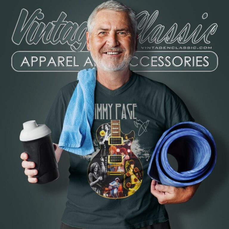 Jimmy Page Guitarist Signature V Neck TShirt Jimmy Page Guitarist Signature V Neck TShirt