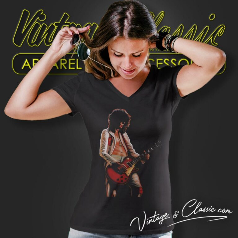Jimmy Page Live In Concert V Neck TShirt Jimmy Page Live In Concert V Neck TShirt