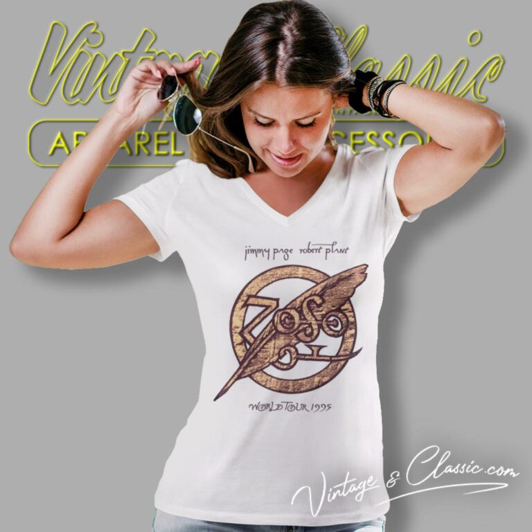 Jimmy Page Robert Plant Tour V Neck TShirt Jimmy Page Robert Plant Tour V Neck TShirt