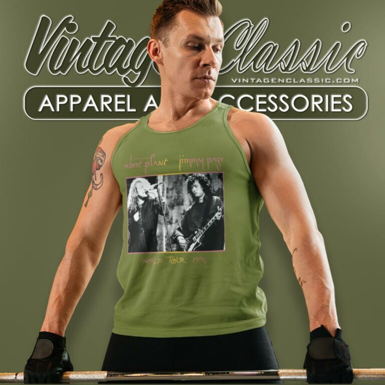Jimmy Page Shirt Robert Plant 1995 Tour Tank Top Racerback Jimmy Page Shirt Robert Plant 1995 Tour Tank Top Racerback