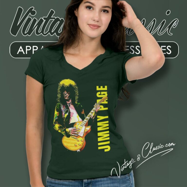 Jimmy Page The Guitarist V Neck TShirt Jimmy Page The Guitarist V Neck TShirt