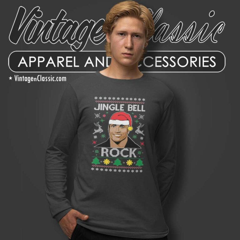 Jingle Bell The Rock Ugly Christmas Long Sleeve Tee 1 Jingle Bell The Rock Ugly Christmas Long Sleeve Tee 1