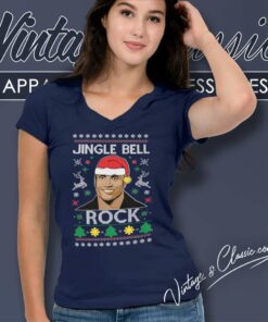 Jingle Bell The Rock Ugly Christmas V Neck TShirt 1