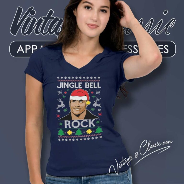 Jingle Bell The Rock Ugly Christmas V Neck TShirt 1 Jingle Bell The Rock Ugly Christmas V Neck TShirt 1