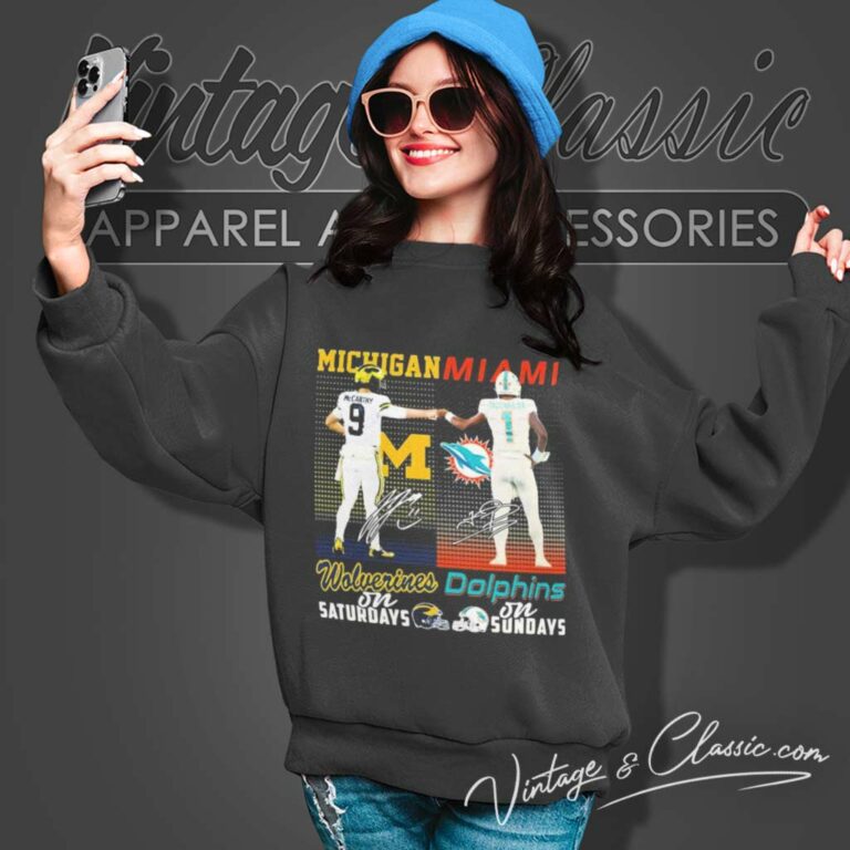 Jj Mccarthy Michigan Tua Tagovailoa Dolphins Sweatshirt Jj Mccarthy Michigan Tua Tagovailoa Dolphins Sweatshirt