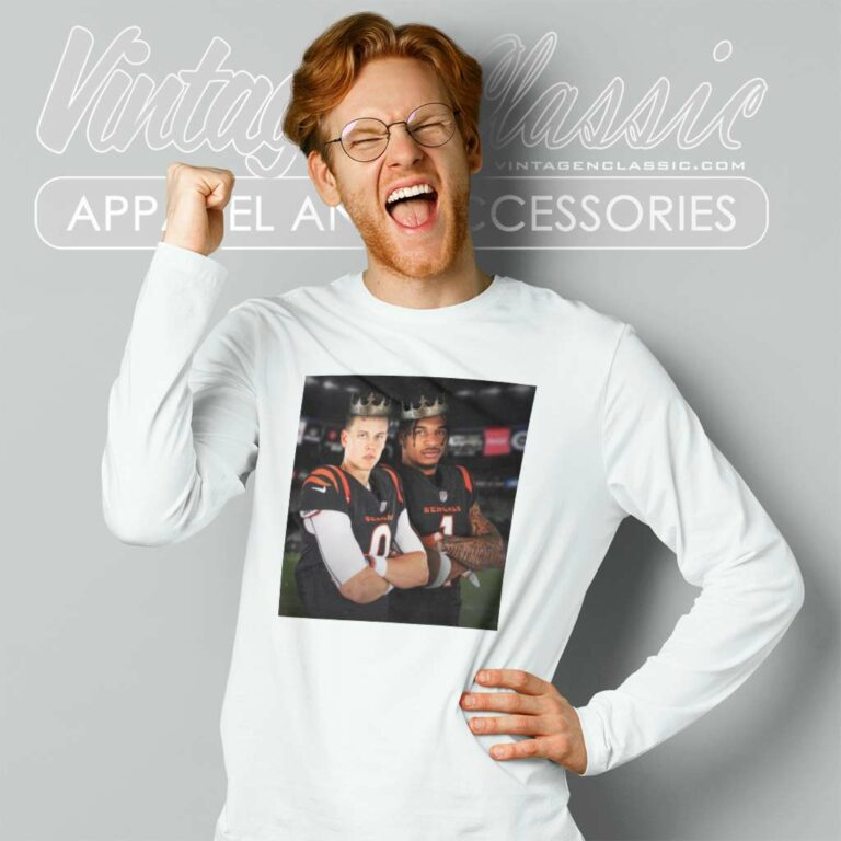 Joe Burrow And Jamarr Chase King Cincinnati Bengals Long Sleeve Tee Joe Burrow And Jamarr Chase King Cincinnati Bengals Long Sleeve Tee