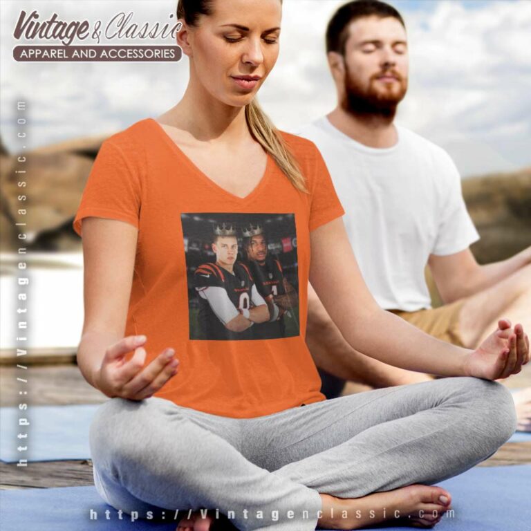 Joe Burrow And Jamarr Chase King Cincinnati Bengals V Neck TShirt Joe Burrow And Jamarr Chase King Cincinnati Bengals V Neck TShirt