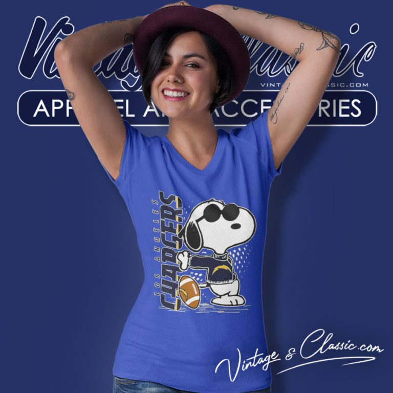 Joe Cool Snoopy Los Angeles Chargers V Neck TShirt Joe Cool Snoopy Los Angeles Chargers V Neck TShirt