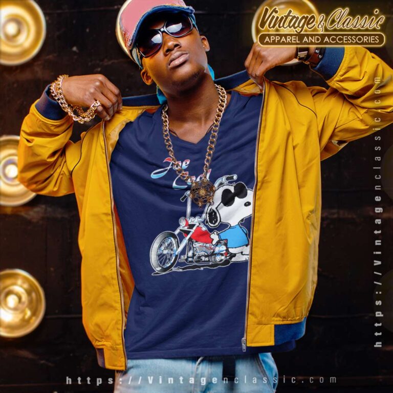 Joe Cool Snoopy Motorcycle V Neck TShirt Joe Cool Snoopy Motorcycle V Neck TShirt