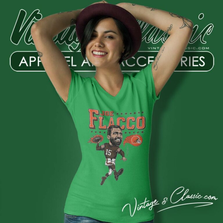 Joe Flacco Cleveland Browns Caricature Player V Neck TShirt Joe Flacco Cleveland Browns Caricature Player V Neck TShirt