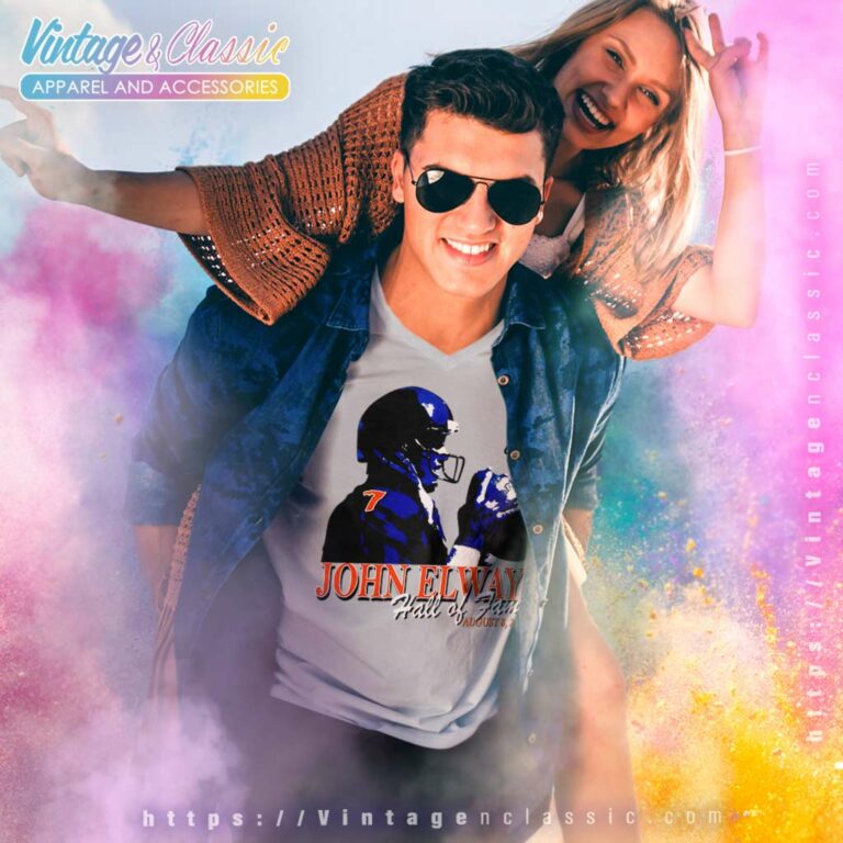 John Elway Denver Broncos Hall Of Fame V Neck TShirt John Elway Denver Broncos Hall Of Fame V Neck TShirt